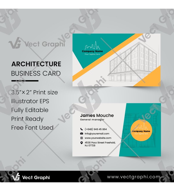 Architectural Firm Business Card Template Elegant Modern Design Layout | Landscape Business Card