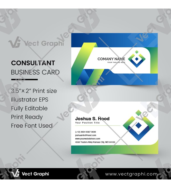 Consultant Services Business Card Design Modern Minimalist Template | Landscape Business Card