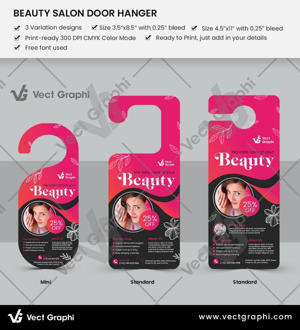 Beauty Salon Door Hanger Template: Elegant & Customizable Salon Marketing Design