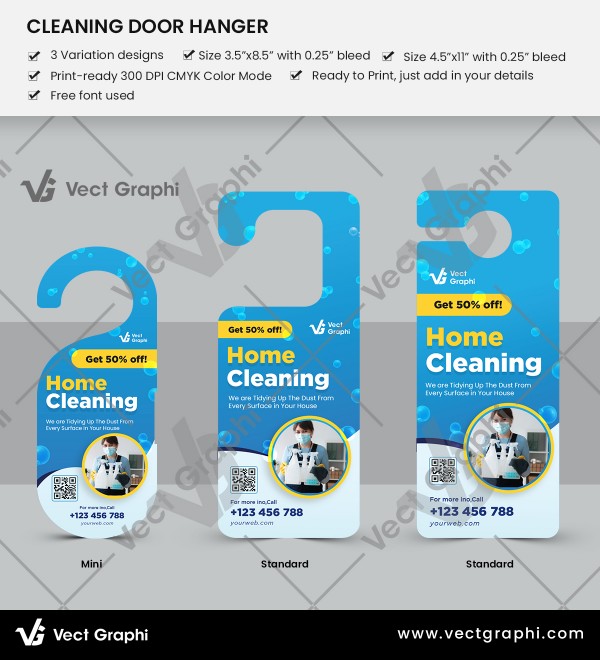 Cleaning Service Door Hanger Template: Professional & Customizable Cleaning Marketing Design
