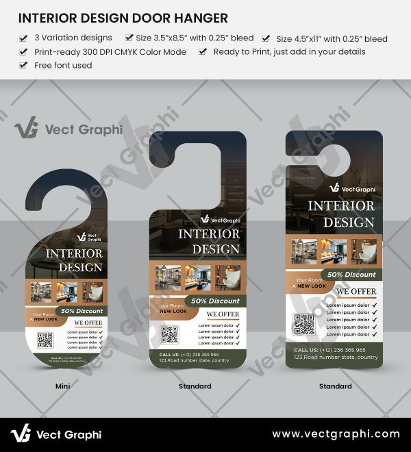 Interior Design Door Hanger Template: Stylish & Elegant Home Decor Marketing Design