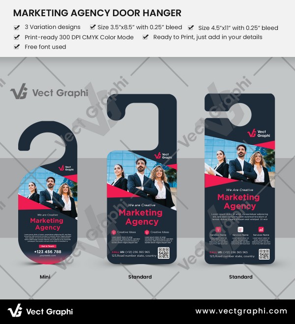 Marketing Agency Door Hanger Template: Creative & Effective Marketing Solutions Design