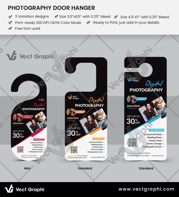 Photography Door Hanger Template: Elegant & Customizable Photographer Marketing Design