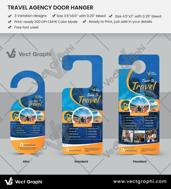 Travel Agency Door Hanger Template: Exciting & Customizable Travel Promotion Design