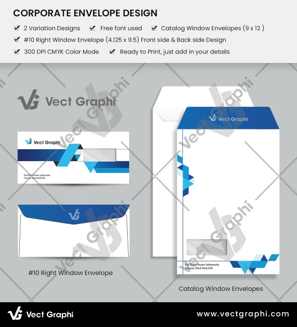 Sleek Corporate Envelope Design Template – Modern and Customizable for Professional Branding