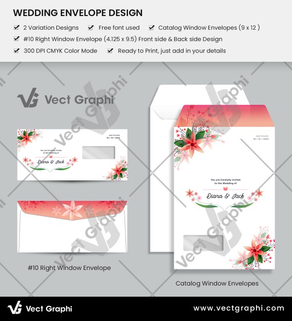 Elegant Wedding Envelope Design Template – Customizable and Stylish for Wedding Invitations