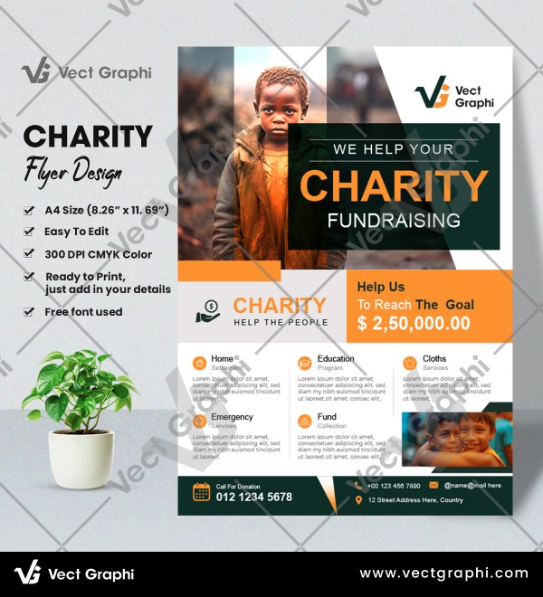 Charity Flyer Design Template - Customizable Engaging Nonprofit Event Flyers