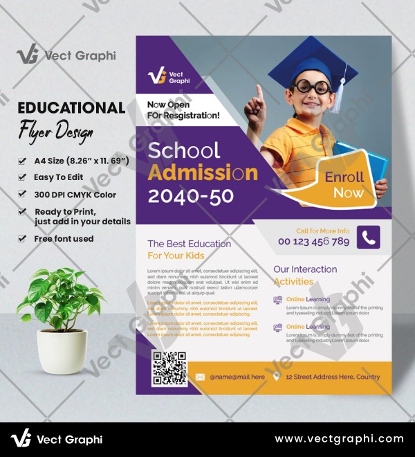 Educational Flyer Design Template - Customizable Informative School and College Event Flyers