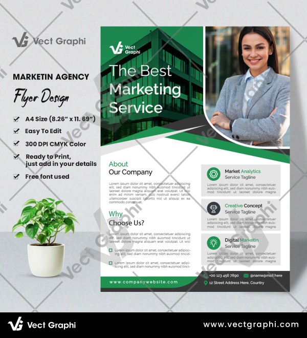 Marketing Agency Flyer Design Template - Customizable Modern Advertising and Promotion Flyers